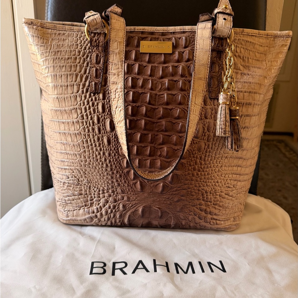 Brahmin Medium Asher Croc Embossed Tote